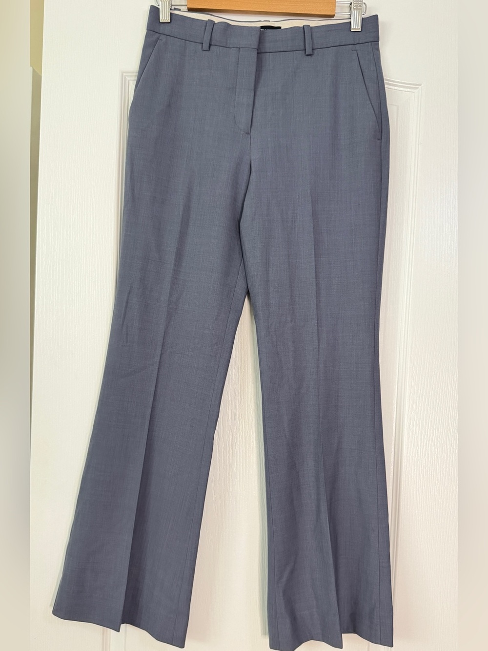 Theory Women's Jotsna Wool Dress Pants Size 2 Slate Gray Straight Leg